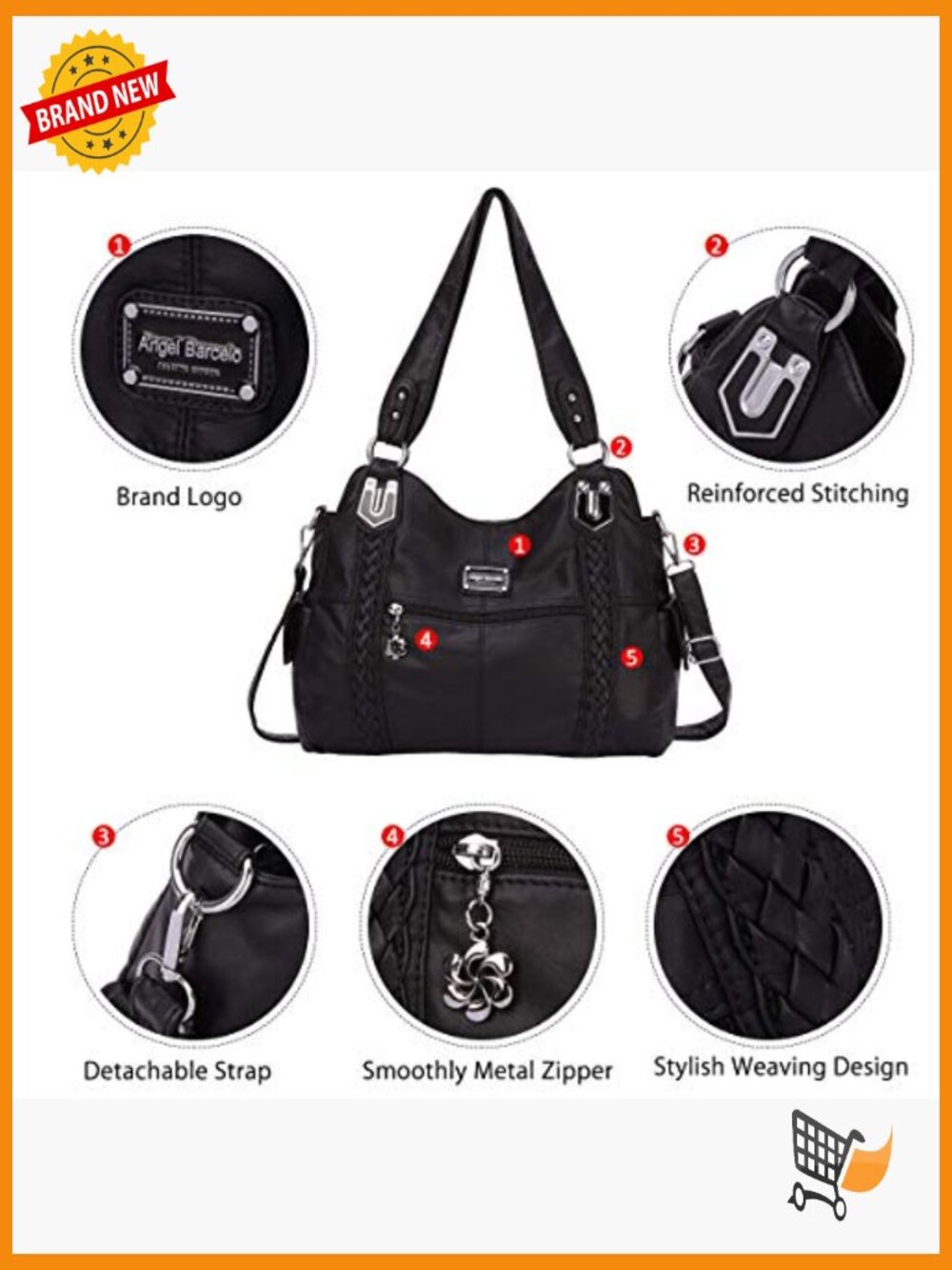 Soft PU Leather Hobo Tote Shoulder Crossbody Bag Large - Picture 6 of 7